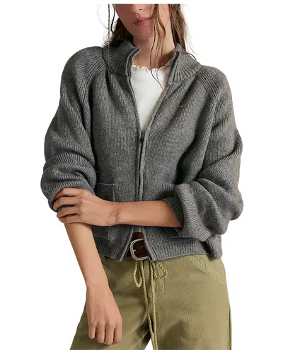 Free People Wtf On It Half Zip Collared Sweater In Gray