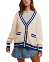 Free People X We The Free Varsity Cardi In Ecru