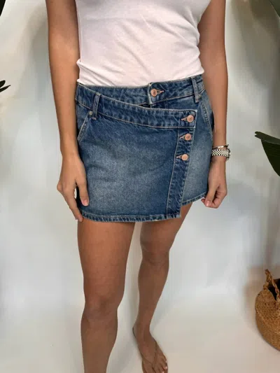Free People Wynne Denim Skirt In Cornflower
