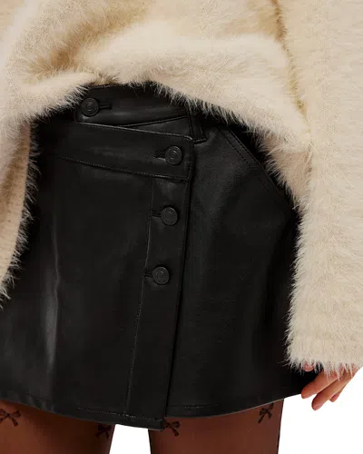 Free People Wynne Faux Leather Skirt In Black
