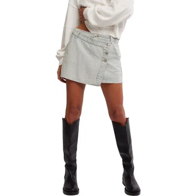 FREE PEOPLE FREE PEOPLE WYNNE RAILROAD STRIPE WRAP DENIM MINISKIRT