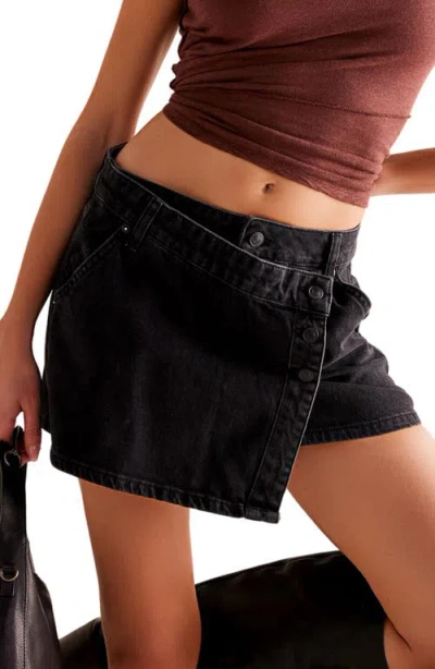 Free People X We The Free Wynne Denim Skirt In Black