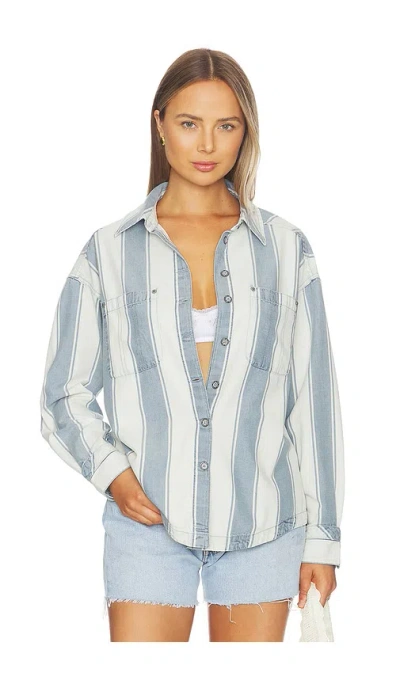 Free People X Crossroads Striped Shirt In Blue