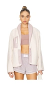 Free People Hit The Slopes Shawl Jacket In Homeplate In White