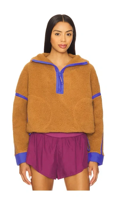 Free People X Fp Movement Mountain High 1/2 Zip Jacket In Brown