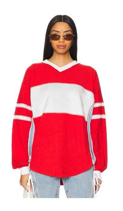 Free People X Fp Movement Rugby Ready Layer Top In Red