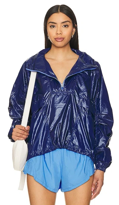 Free People X Fp Movement Spring Showers Packable Solid Jacket In 大西洋蓝