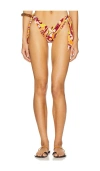 Free People X Free-est Printed Renee Tie Side Bikini Bottom In Orange Combo