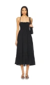 Free People Taking Sides Tiered Cotton Maxi Dress In 黑色