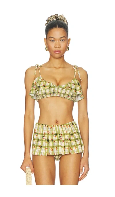 Free People X Free-est Printed Avery Bikini Top In Green