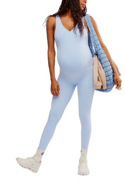 Free People X Hatch Maternity Never Better Onesie Jumpsuit In Blue Bell