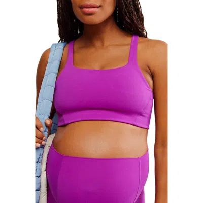 Free People X Hatch Never Better Square Neck Maternity Sports Bra In Purple
