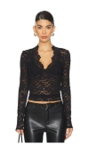 Free People All Day Lace Long-sleeve Top In Black