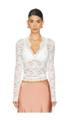 Free People X Intimately Fp All Day Lace Long Sleeve Top In Ivory