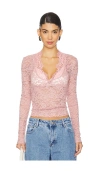 Free People All Day Lace Crop Top In Peach