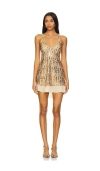 Free People Bejeweled Halter Neck Sequin Minidress In Metallic Gold