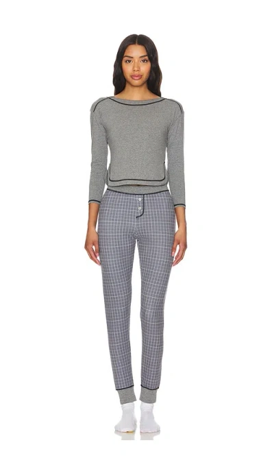Free People X Intimately Fp Chill Evening Pj Set In Charcoal Combo