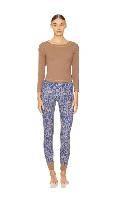 Free People X Intimately Fp Chill Evening Pj Set In Night Sky Combo
