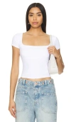 Free People Clean Lines Square Neck Baby T-shirt In 화이트