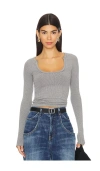 Free People Clean Slate Layering Stretch Crop Top In 헤더 그레이