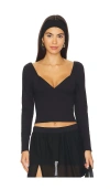 Free People X Intimately Fp Duo Corset Long Sleeve Cami In 黑色
