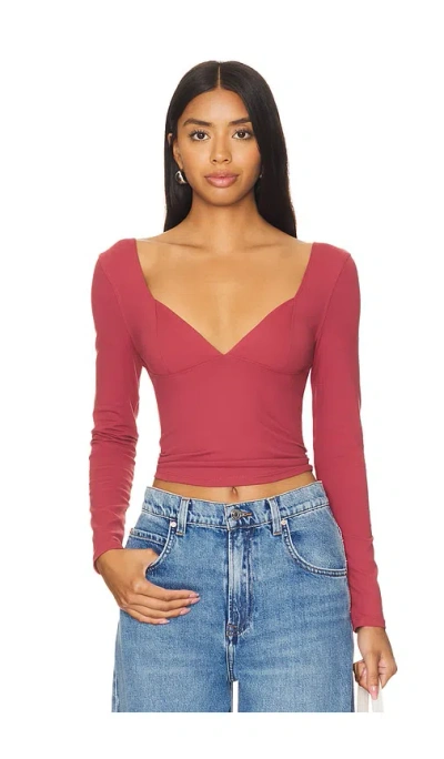 Free People X Intimately Fp Duo Corset Long Sleeve Cami In Earth Red
