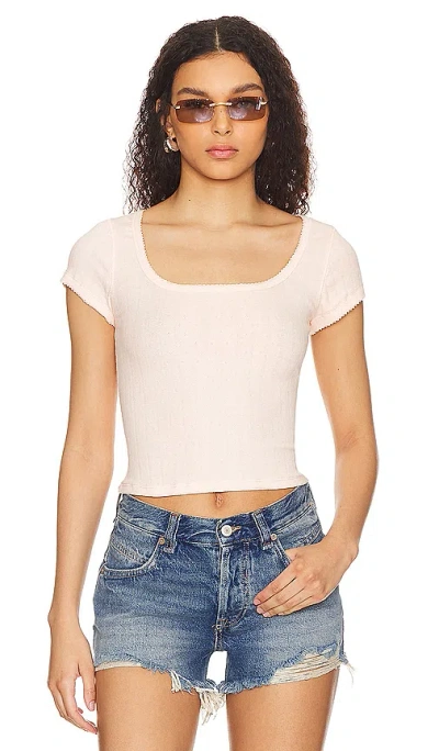 Free People X Intimately Fp End Game Pointelle Baby Tee In Peach Dust