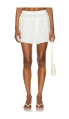 Free People Full Bloom Ruffle Eyelet Trim Cotton Gauze Shorts In Ivory