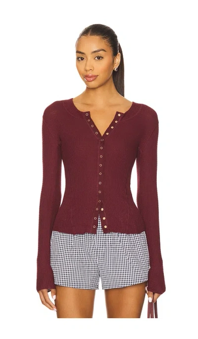 Free People X Intimately Fp Going Places Cardi In Burgundy