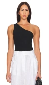 Free People Good Taste One-shoulder Rib Crop Top In 黑色