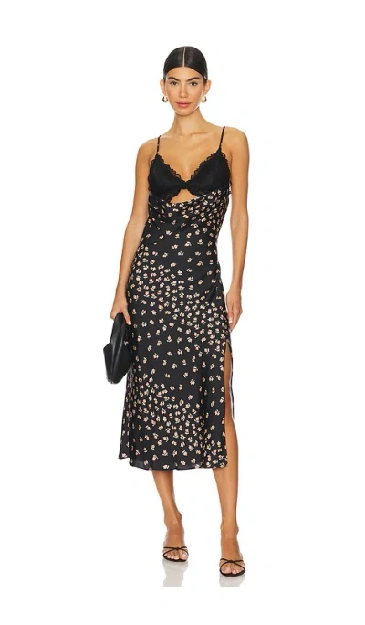 Free People X Intimately Fp Gossamer Glow Midi Slip Dress In Ë¸”ëž™ Ì½¤ë³´