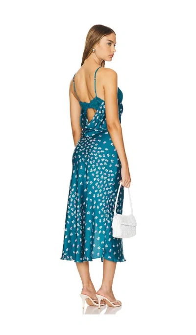Free People X Intimately Fp Gossamer Glow Midi Slip In Teal