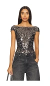 Free People X Intimately Fp Late Last Night Tee In Charcoal