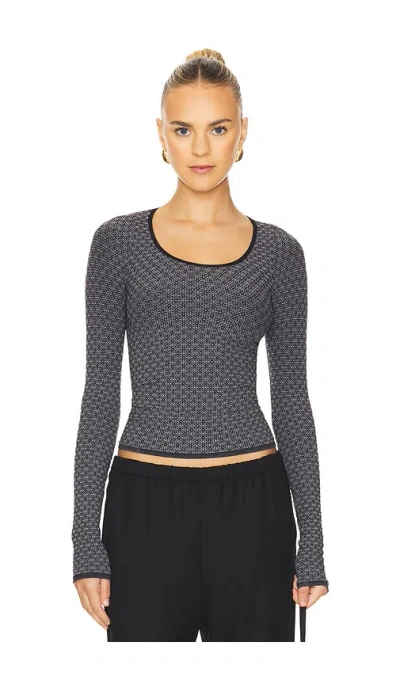Free People Love Letter Long Sleeve Top In Black