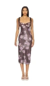 Free People Floral Layered Mesh Slipdress In Chocolate