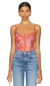 Free People Intimately Fp Floral Mesh Bodysuit In 西红柿拼接色