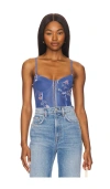 Free People X Intimately Fp Printed Night Rhythm Bodysuit In Blue Floral Combo
