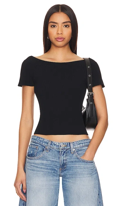 Free People X Intimately Fp Ribbed Seamless Off Shoulder Top In 黑色