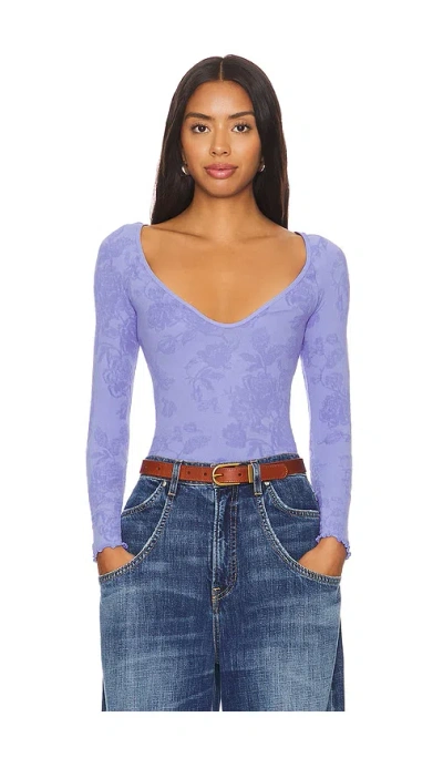 Free People X Intimately Fp Send Love Long Sleeve Bodysuit In Lolite