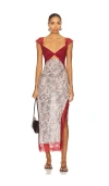 Free People Suddenly Fine Floral Print Cutout Lace Trim Nightgown In Brown