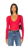 Free People X Intimately Fp Victoria Plunge Bodysuit In Garnet Rose