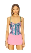 Free People X Intimately Printed Night Rhythm Bodysuit In Deep Lagoon