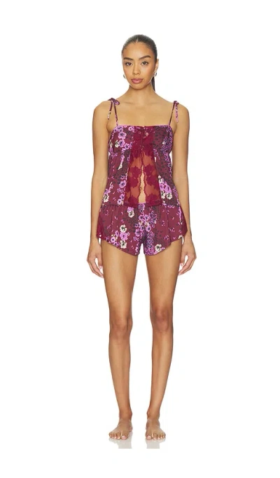 Free People X Intimately Up At Dawn Sleep Set In Pomegranate Combo