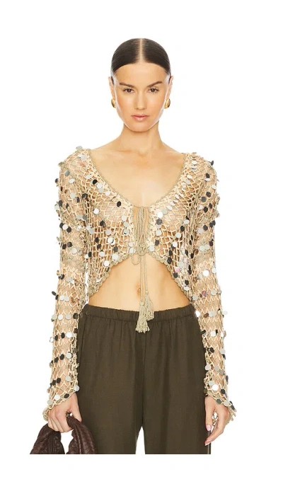Free People X Revolve Bali Shimmer Dune Cardi In Neutral