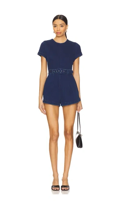 Free People X Revolve Charlotte Denim Romper In 宝石蓝