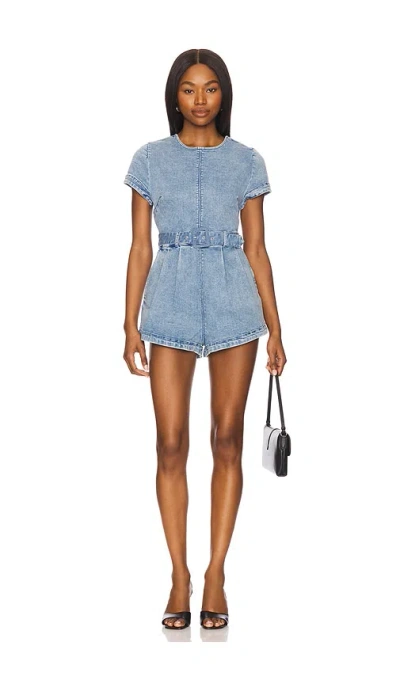 Free People X Revolve Charlotte Denim Romper In Light Denim