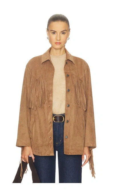 Free People X Revolve Fringe Out Faux Suede Shacket In Brown