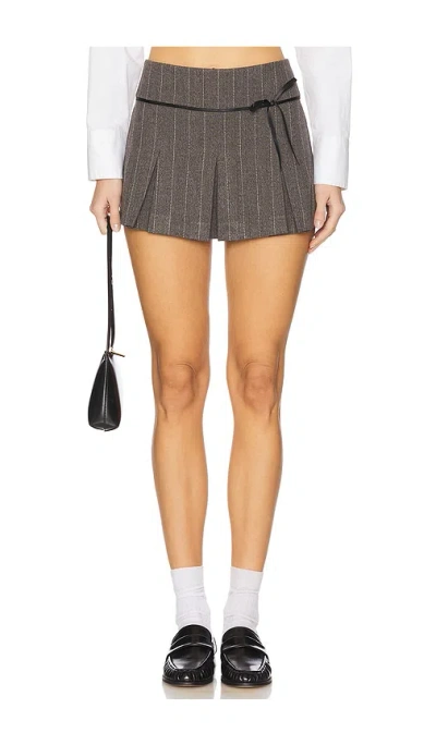 Free People X Revolve Houston Skort In Charcoal Pinstripe