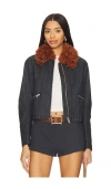 FREE PEOPLE X REVOLVE JAYCE FAUX LEATHER JACKET WITH FAUX FUR TRIM