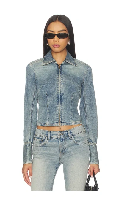 Free People X Revolve Sammy Zip Denim Jacket In Blue